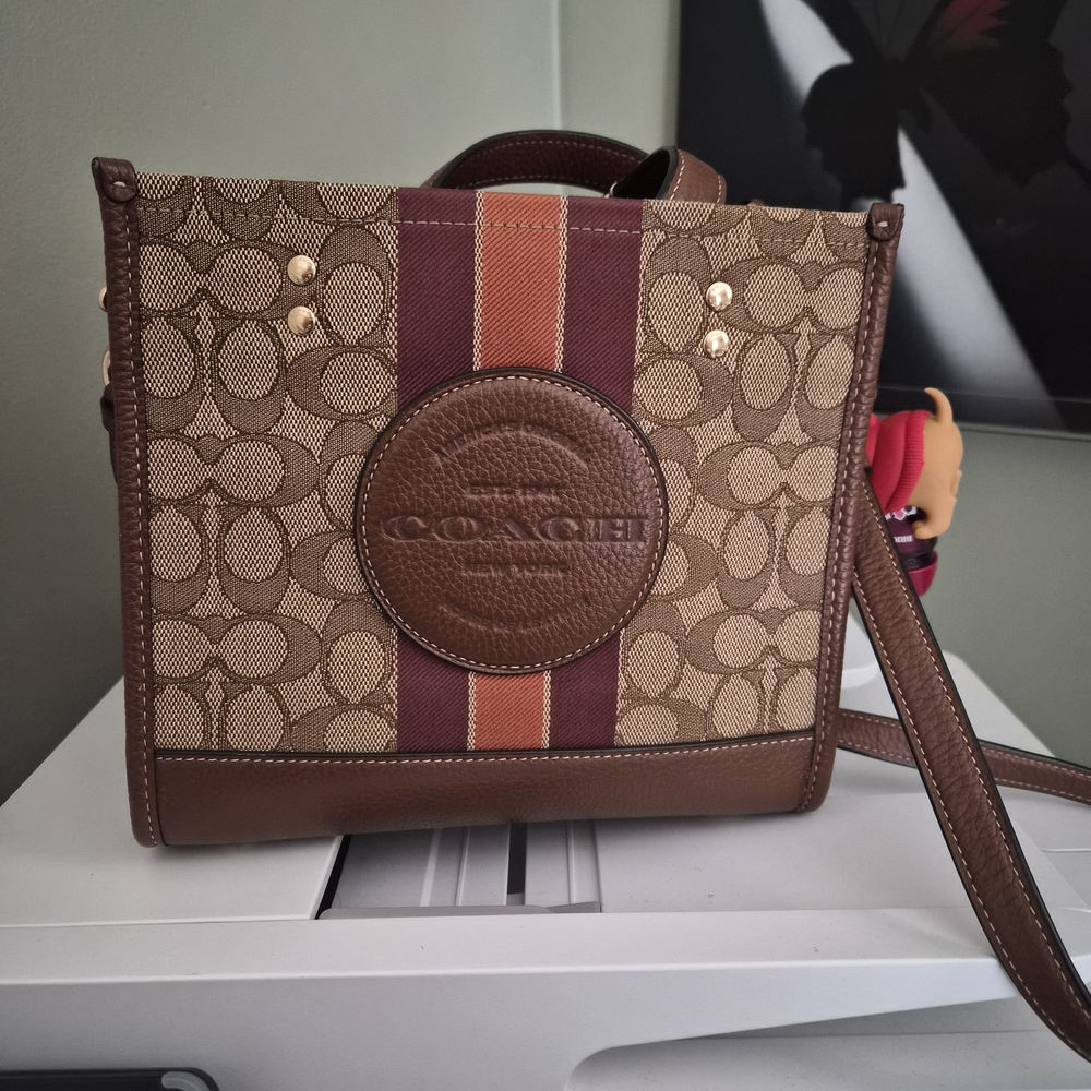 Coach Brown and Tan Signature Shoulder Bag